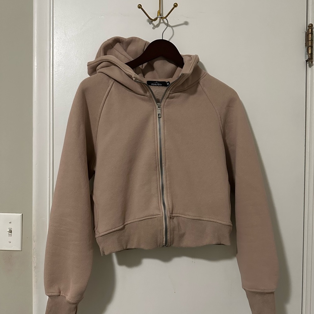 Women's Zip-Up Hooded Sweatshirt in Taupe